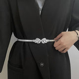 Metal Elastic Thin Belt Women's Rose Flower Decorative Waist Chain