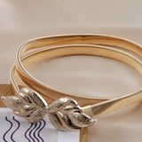 Metal Elastic Thin Belt Women's Rose Flower Decorative Waist Chain