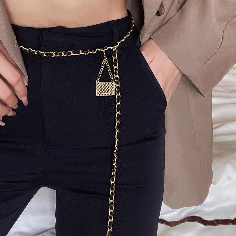 Women Designer Chain Belt Ladies Waist Chain High Metal Dress Body Waistband
