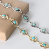 Western Turquoise Concho Belt Adjustable Metal Waist Chain Women's Accessories