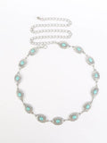Western Turquoise Concho Belt Adjustable Metal Waist Chain Women's Accessories