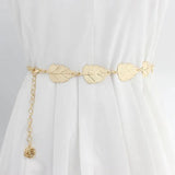 Metal Leaf Chain Belt Silver Adjustable Thin Waist Chains Long Decorative Straps