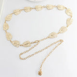 Metal Leaf Chain Belt Silver Adjustable Thin Waist Chains Long Decorative Straps
