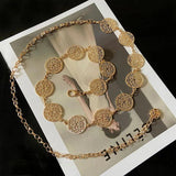 Retro Silver Carved Hollow Out Chain Long Belts for Women