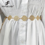 Retro Silver Carved Hollow Out Chain Long Belts for Women