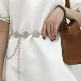 Retro Silver Carved Hollow Out Chain Long Belts for Women
