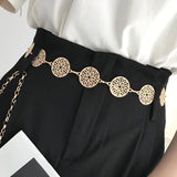 Retro Silver Carved Hollow Out Chain Long Belts for Women