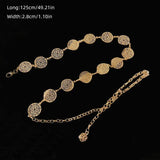 Retro Silver Carved Hollow Out Chain Long Belts for Women