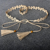 Women Belt Cut out Flower Dress Sweet Thin Waist Chain Tassel Small Accessories