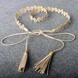 Women Belt Cut out Flower Dress Sweet Thin Waist Chain Tassel Small Accessories