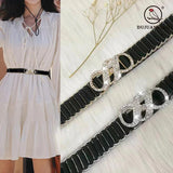 Diamond Pearl Elastic Waist Chain Women's Dress Belt
