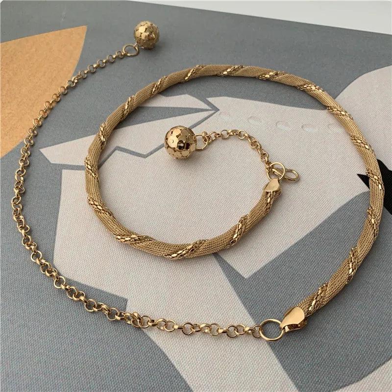 Metal Thin Women Belt Tassel Long Chain Waist Belts For Ladies Dress