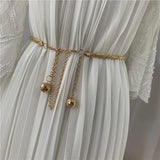 Metal Thin Women Belt Tassel Long Chain Waist Belts For Ladies Dress