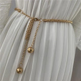 Metal Thin Women Belt Tassel Long Chain Waist Belts For Ladies Dress