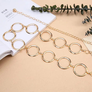 Women's Metal Waist Chain Rings and Silver Chains Decorative Belt