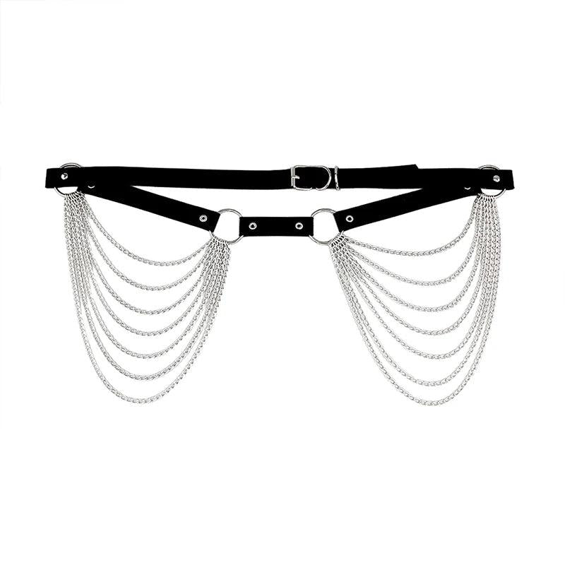 Layered Leather Belt Chains Body Harness Sexy Waist Strap