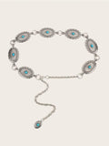 Turquoise Metal Alloy Waist Chain Belt for Women Dresses Party Club Gothic Y2k