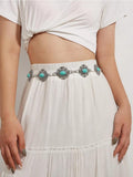 Turquoise Metal Alloy Waist Chain Belt for Women Dresses Party Club Gothic Y2k