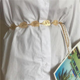 Leaf Metal Waist Chain Belt for Women Dress Pants