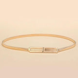 Women's Slim Waistband Decorative Dress with Rectangular Buckle Waist Chain