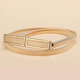 Women's Slim Waistband Decorative Dress with Rectangular Buckle Waist Chain