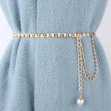 Metal Pearl Waist Chain Belt Women Hip Corset Waistband Dress Tassel Chain Strap