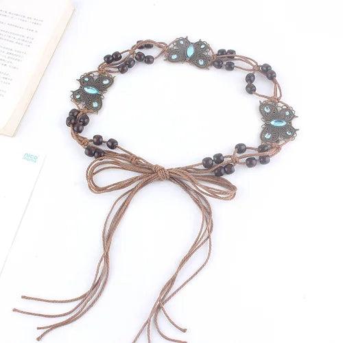 Ethnic Butterfly Women Belts Waist Rope Weaving Braided Female Accessories