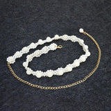 Women's Pearl Waist Chain Elastic Metal Decoration Thin Waistband