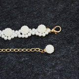 Women's Pearl Waist Chain Elastic Metal Decoration Thin Waistband