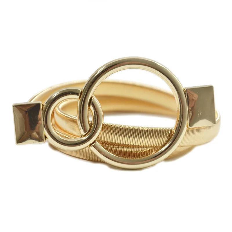 Sweet Double Loop Buckle Metal Elastic Waist Chain For Wedding Belt