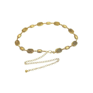 Bohemia Style Metal Belly Belt Tassel Oval Shape Metal Waist Chain