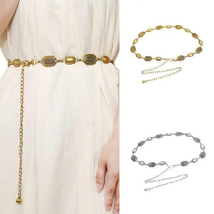 Bohemia Style Metal Belly Belt Tassel Oval Shape Metal Waist Chain
