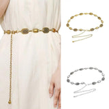 Bohemia Style Metal Belly Belt Tassel Oval Shape Metal Waist Chain