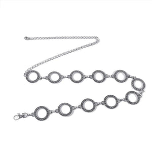 Alloy Hollow Circle Waist Chain for Women Dress Belt
