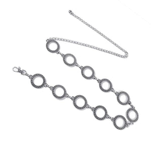 Alloy Hollow Circle Waist Chain for Women Dress Belt
