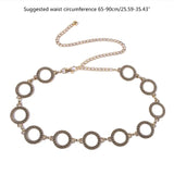 Alloy Hollow Circle Waist Chain for Women Dress Belt