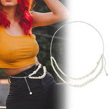 Vintage Pearl Geometric Waist Chain Body Chain Shirt Suit Belt