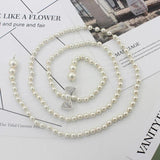 Women's Sweet Bow Dress Pearl Waist Chain Thin Belt
