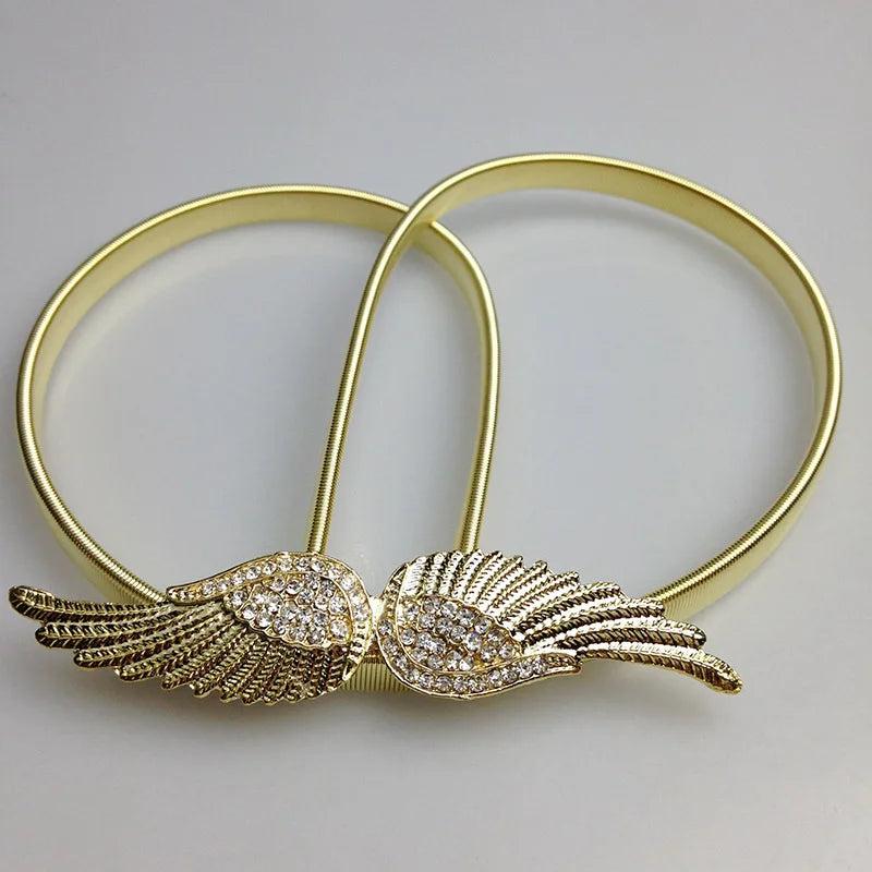 Springy Metal Waist Chain Belt for Women - Rhinestone Waist Belt