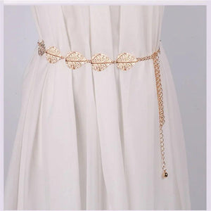 Golden Metal Leaf Chain Belt Silver Plated Adjustable Waist Chains