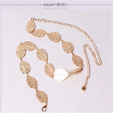 Golden Metal Leaf Chain Belt Silver Plated Adjustable Waist Chains