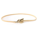 Women's Flower Leaves Metal Buckle Elastic Waist Chain Belt