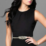 Women's Flower Leaves Metal Buckle Elastic Waist Chain Belt