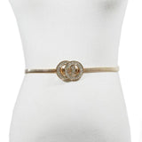 Rhinestone Inlaid Double Ring Metal Elastic Waist Chain for Women Dress