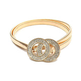 Rhinestone Inlaid Double Ring Metal Elastic Waist Chain for Women Dress