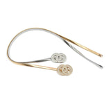 Rhinestone Inlaid Double Ring Metal Elastic Waist Chain for Women Dress