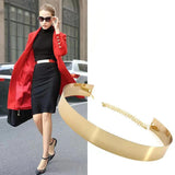 Silver Metal Chain Pendant Wide Elastic Waistband