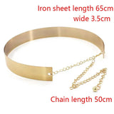 Silver Metal Chain Pendant Wide Elastic Waistband