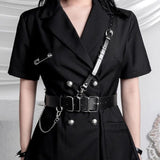 Gothic Female Leather Chain Belt Corset Waist Belt