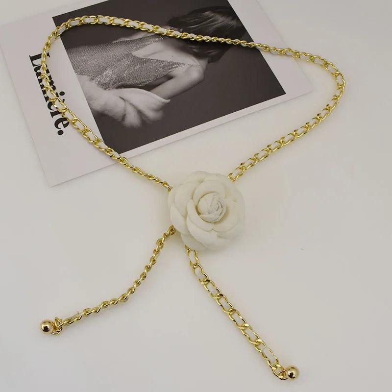 Camellia Metal Waist Chain Accessories Women's Decorative Belt
